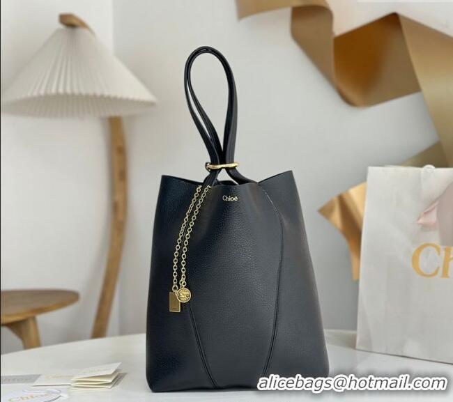 Best Product Chloe Medium Spin Tote Bag in Grained Leather 1120 Black 2025