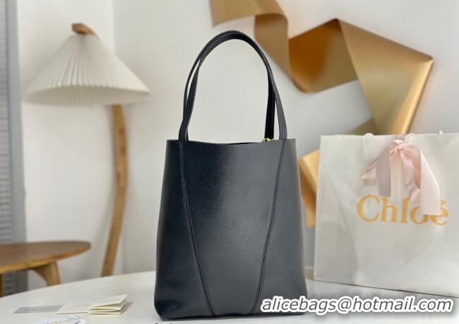 Best Product Chloe Medium Spin Tote Bag in Grained Leather 1120 Black 2025