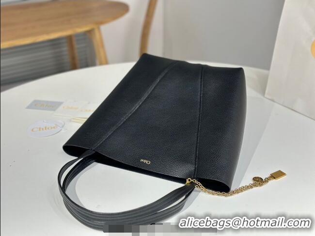 Best Product Chloe Medium Spin Tote Bag in Grained Leather 1120 Black 2025