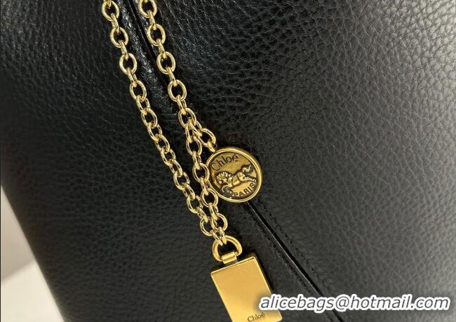 Best Product Chloe Medium Spin Tote Bag in Grained Leather 1120 Black 2025