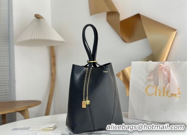 Best Product Chloe Medium Spin Tote Bag in Grained Leather 1120 Black 2025