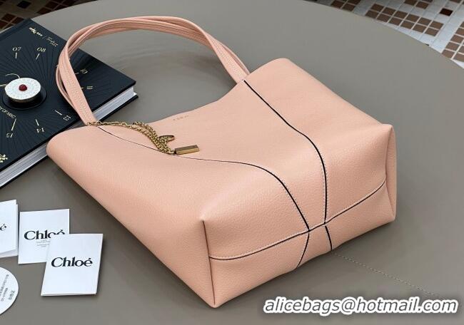 Good Product Chloe Medium Spin Tote Bag in Grained Leather 1120 Light Pink 2025