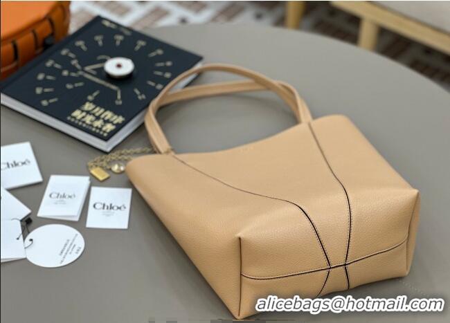 Top Grade Chloe Medium Spin Tote Bag in Grained Leather 1120 Beige 2025
