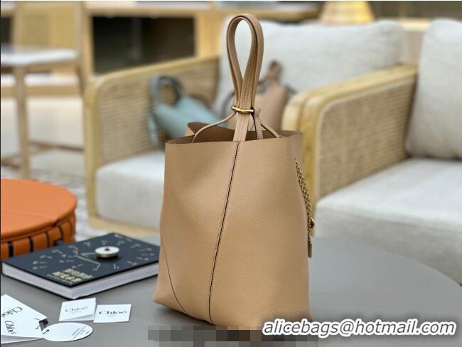 Top Grade Chloe Medium Spin Tote Bag in Grained Leather 1120 Beige 2025