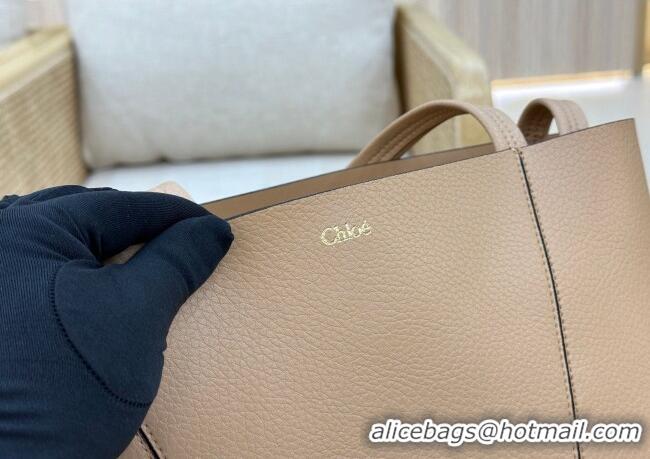 Top Grade Chloe Medium Spin Tote Bag in Grained Leather 1120 Beige 2025