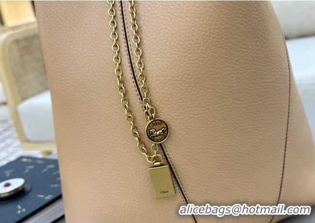 Top Grade Chloe Medium Spin Tote Bag in Grained Leather 1120 Beige 2025