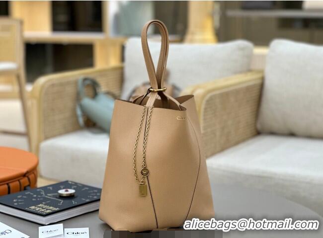 Top Grade Chloe Medium Spin Tote Bag in Grained Leather 1120 Beige 2025