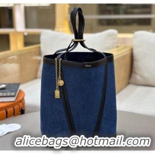 Super Quality Chloe Medium Spin Tote Bag in Denim 1120 Navy Blue 2025