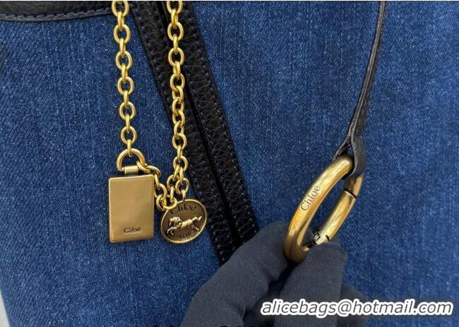 Super Quality Chloe Medium Spin Tote Bag in Denim 1120 Navy Blue 2025