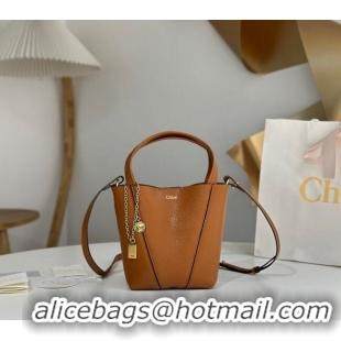 Super Quality Chloe Small Spin Tote Bag in Grained Leather 1120 Brown 2025