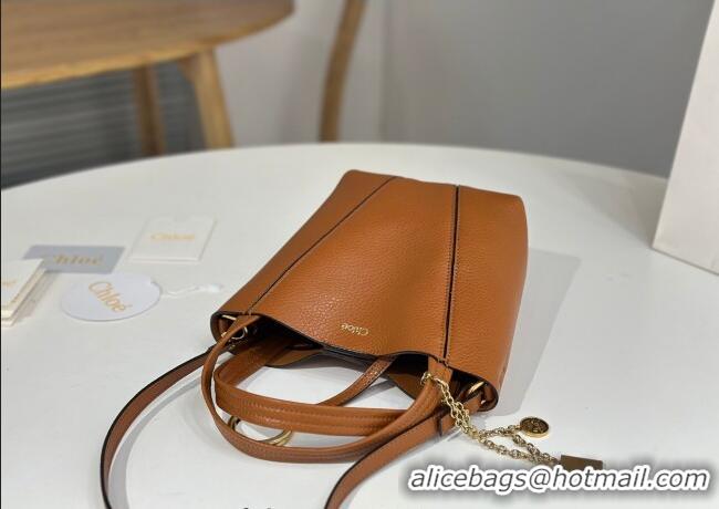 Super Quality Chloe Small Spin Tote Bag in Grained Leather 1120 Brown 2025