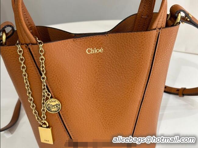 Super Quality Chloe Small Spin Tote Bag in Grained Leather 1120 Brown 2025