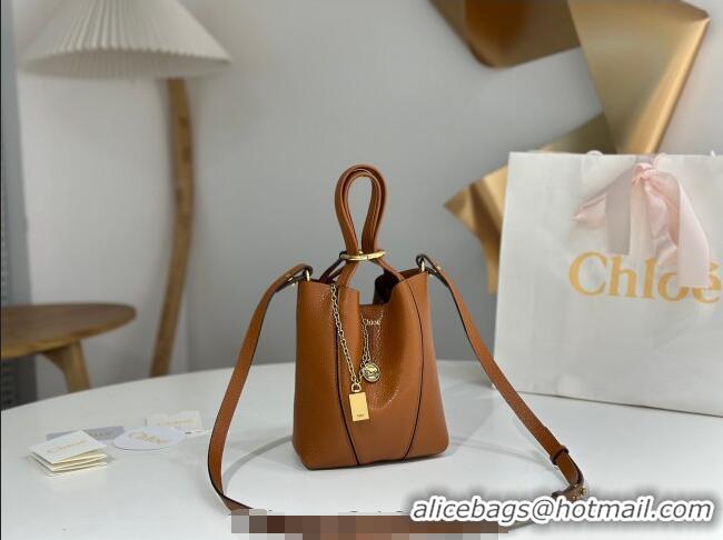 Super Quality Chloe Small Spin Tote Bag in Grained Leather 1120 Brown 2025
