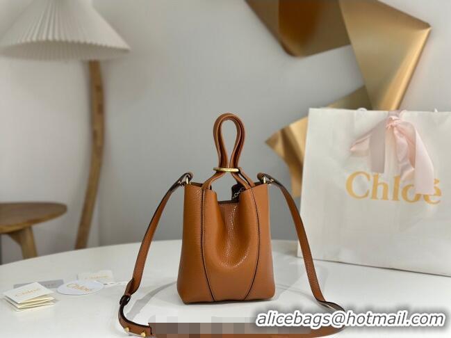 Super Quality Chloe Small Spin Tote Bag in Grained Leather 1120 Brown 2025