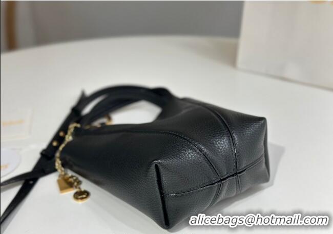 Luxury Discount Chloe Small Spin Tote Bag in Grained Leather 1120 Black 2025