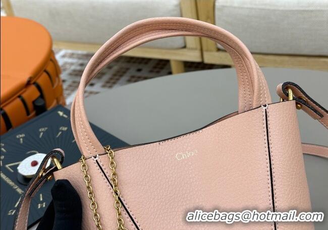 Luxury Cheap Chloe Small Spin Tote Bag in Grained Leather 1120 Light Pink 2025