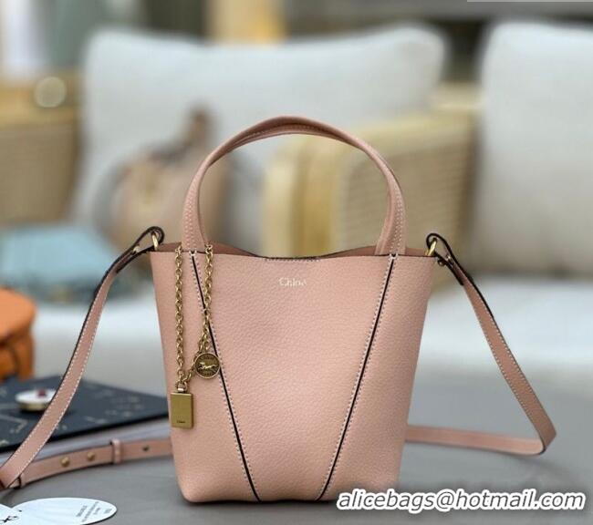 Luxury Cheap Chloe Small Spin Tote Bag in Grained Leather 1120 Light Pink 2025