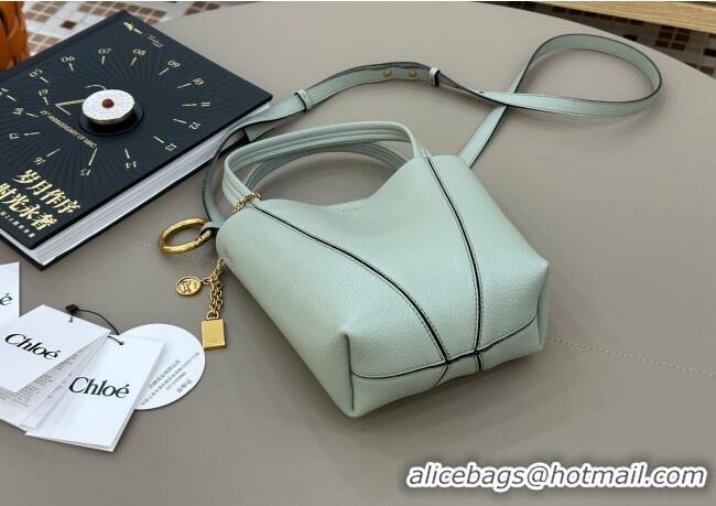 Top Grade Chloe Small Spin Tote Bag in Grained Leather 1120 Green 2025