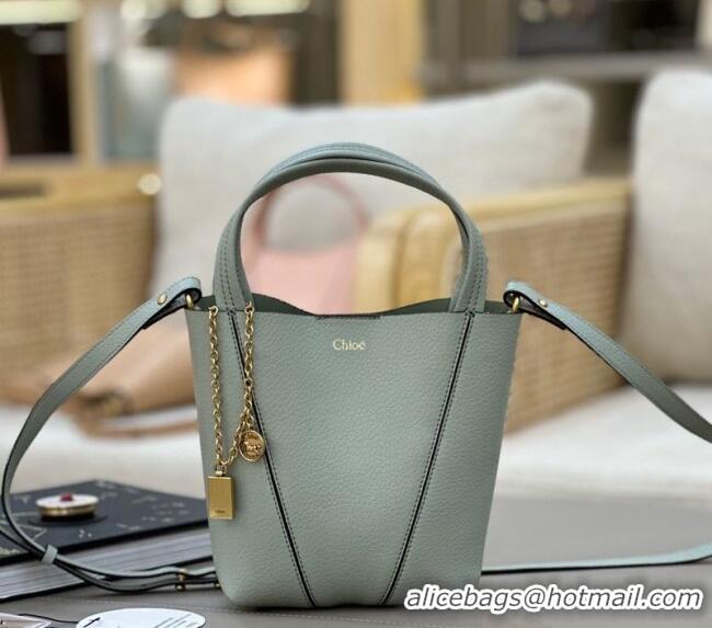 Top Grade Chloe Small Spin Tote Bag in Grained Leather 1120 Green 2025