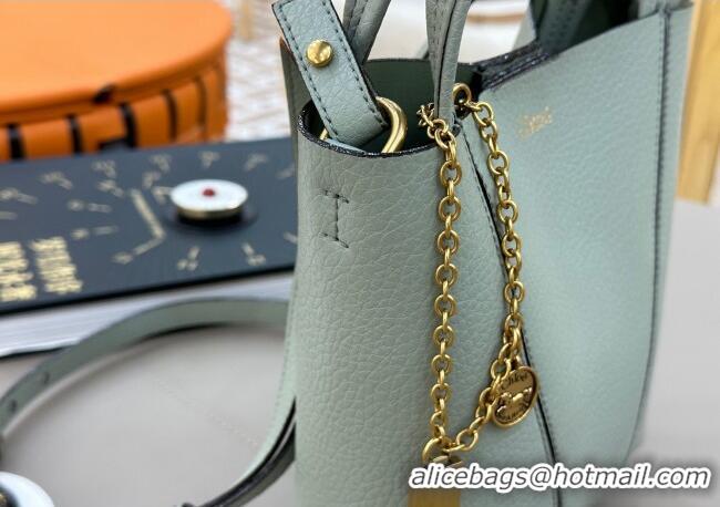 Top Grade Chloe Small Spin Tote Bag in Grained Leather 1120 Green 2025