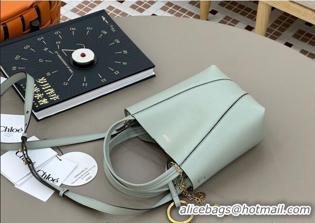 Top Grade Chloe Small Spin Tote Bag in Grained Leather 1120 Green 2025