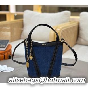Grade Cheapest Chloe Small Spin Tote Bag in Denim 1120 Navy Blue 2025