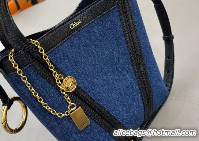 Grade Cheapest Chloe Small Spin Tote Bag in Denim 1120 Navy Blue 2025