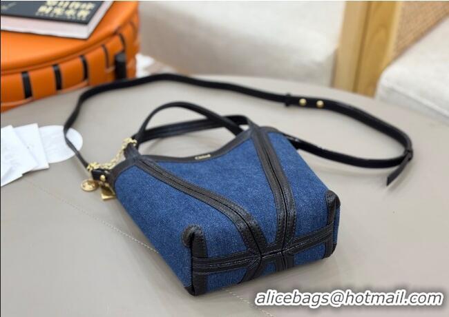 Grade Cheapest Chloe Small Spin Tote Bag in Denim 1120 Navy Blue 2025