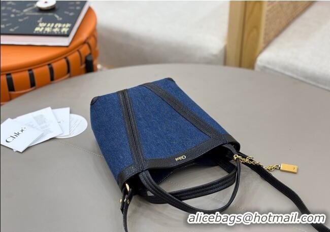 Grade Cheapest Chloe Small Spin Tote Bag in Denim 1120 Navy Blue 2025