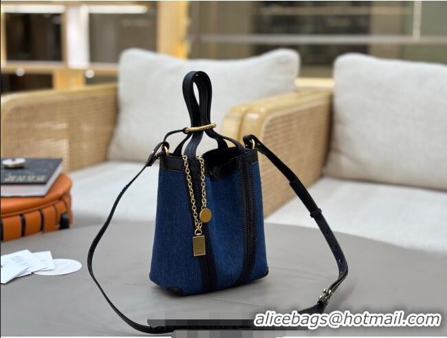 Grade Cheapest Chloe Small Spin Tote Bag in Denim 1120 Navy Blue 2025