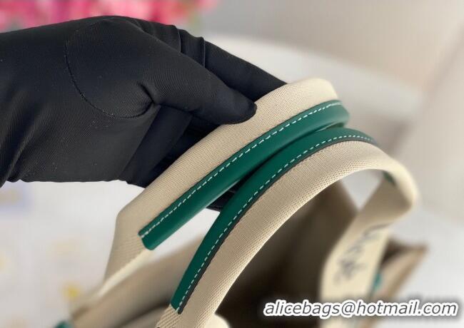 Best Product Chloe Medium Woody Tote Bag in Linen Canvas and Calfskin Leather 1120 Dark Green 2025