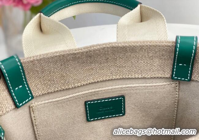 Affordable Price Chloe Small Woody Tote Bag in Linen Canvas and Calfskin Leather 1120 Dark Green 2025