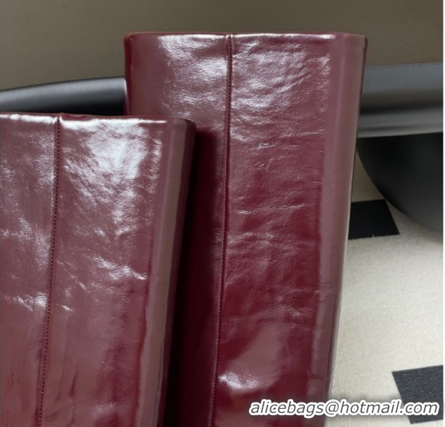 Top Grade Saint Laurent Jill Heel High Boots 8cm in Calfskin Leather Dark Burgundy 1213021