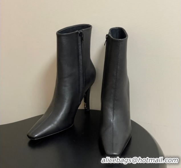 Purchase Saint Laurent Jill Heel Booties 10cm in Calfskin Leather Black 1213022