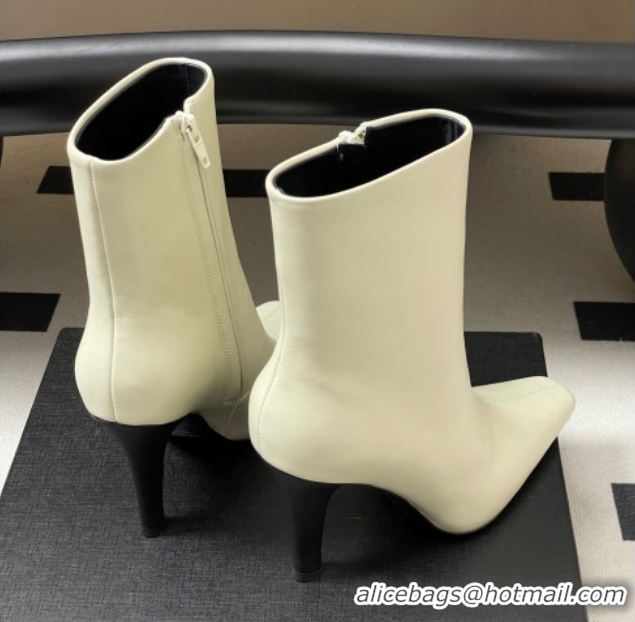 Popular Style Saint Laurent Jill Heel Booties 10cm in Calfskin Leather White 1213023