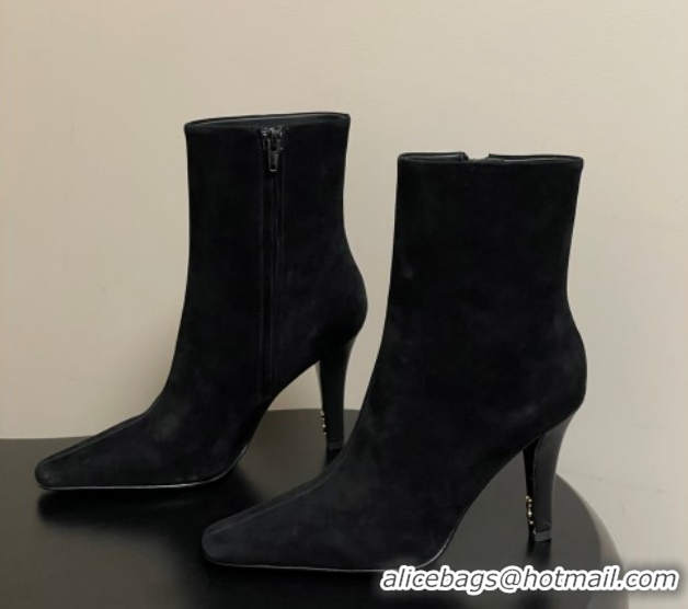 Good Looking Saint Laurent Jill Heel Booties 10cm in Suede Black 1213027
