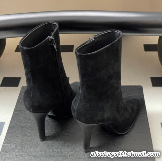 Good Looking Saint Laurent Jill Heel Booties 10cm in Suede Black 1213027