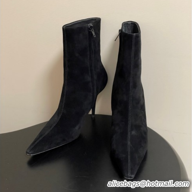 Grade Quality Saint Laurent Ashley Heel Booties 9.5cm in Suede Black 1213029