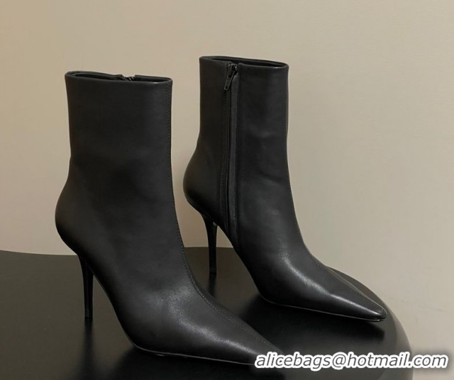 Trendy Design Saint Laurent Ashley Heel Booties 9.5cm in Calfskin Leather Black 1213034