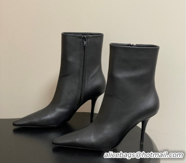Trendy Design Saint Laurent Ashley Heel Booties 9.5cm in Calfskin Leather Black 1213034