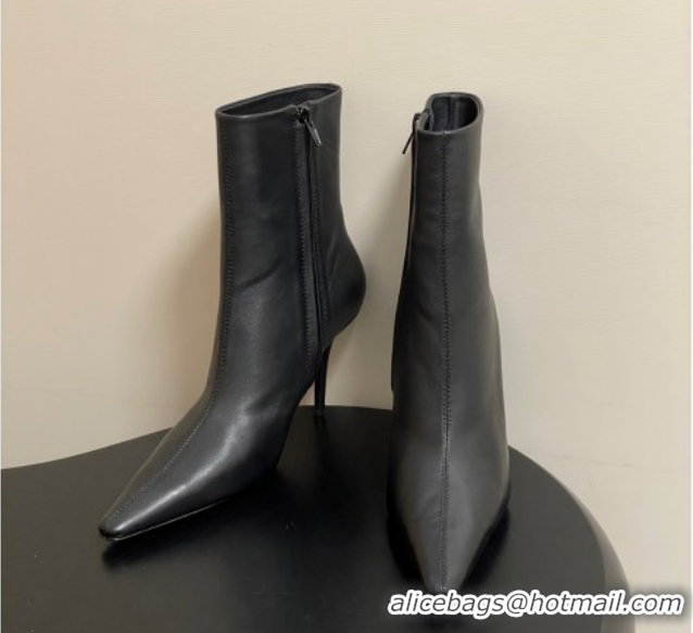 Trendy Design Saint Laurent Ashley Heel Booties 9.5cm in Calfskin Leather Black 1213034