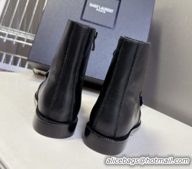 Classic Hot Saint Laurent Le Flat Booties in Calfskin Leather Black YSL121301 1213042