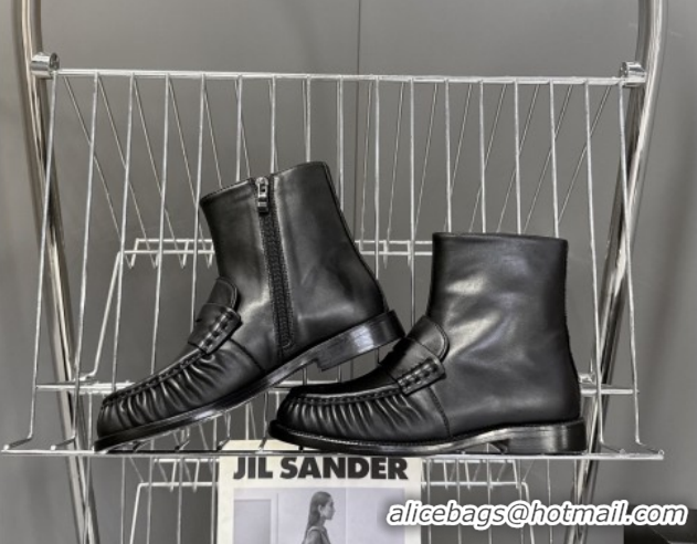 Classic Hot Saint Laurent Le Flat Booties in Calfskin Leather Black YSL121301 1213042