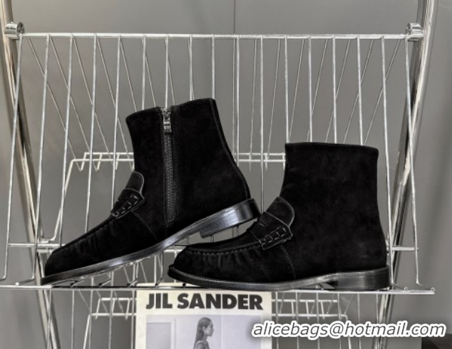 Grade Quality Saint Laurent Le Flat Booties in Suede Black YSL121301 1213045