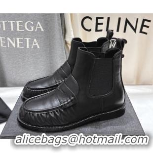 Buy Luxury Saint Laurent Le Flat Chelsea Booties in Calfskin Leather Black YSL121302 1213046