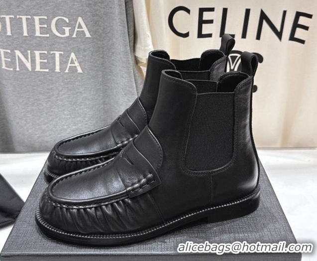 Buy Luxury Saint Laurent Le Flat Chelsea Booties in Calfskin Leather Black YSL121302 1213046