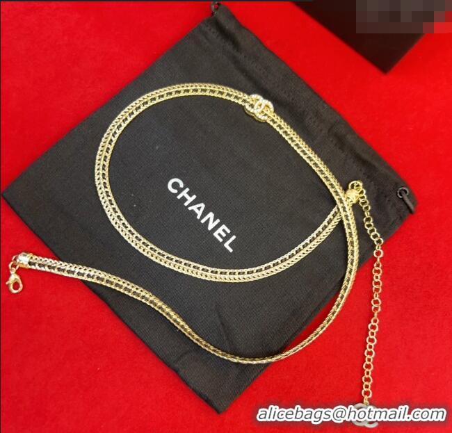 Promotional Chanel Chain and Leather Belt AB8322 Black 2025