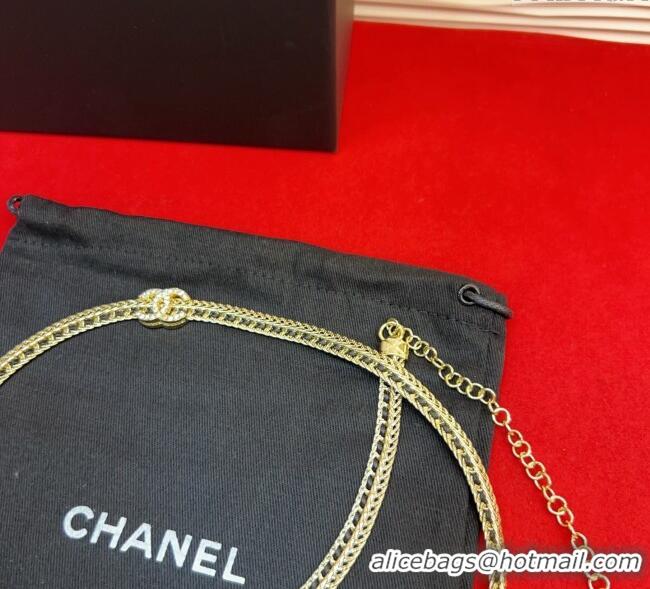 Promotional Chanel Chain and Leather Belt AB8322 Black 2025