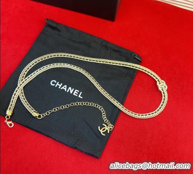 Promotional Chanel Chain and Leather Belt AB8322 Black 2025
