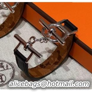 Grade Design Hermes Croisiere Simple Tour bracelet in Chaine d'Ancre and Leather HS010401 Black/Silver 2025